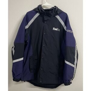 FedEx Stan Herman VF Imagewear Reflective Rain Coat Windbreaker Hooded L Nylon